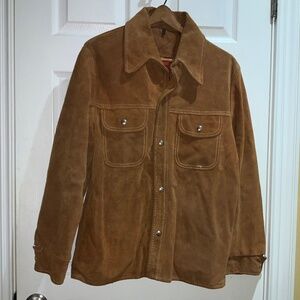 R. Sherman vintage 70’s Suede Leather jacket Sz 42 snap close flap chest pockets